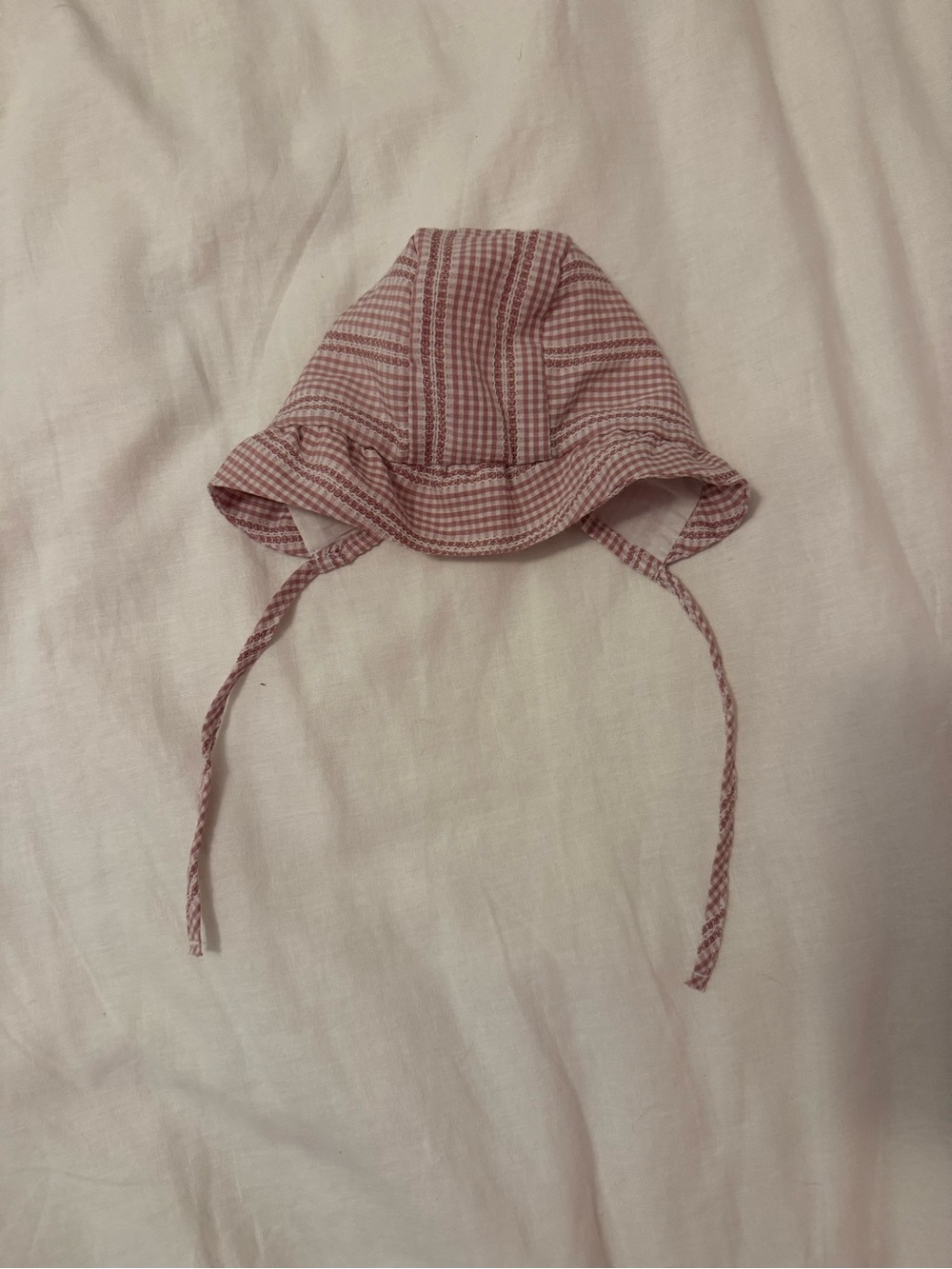 Zara Pink Gingham Tie-Back Sun Bonnet